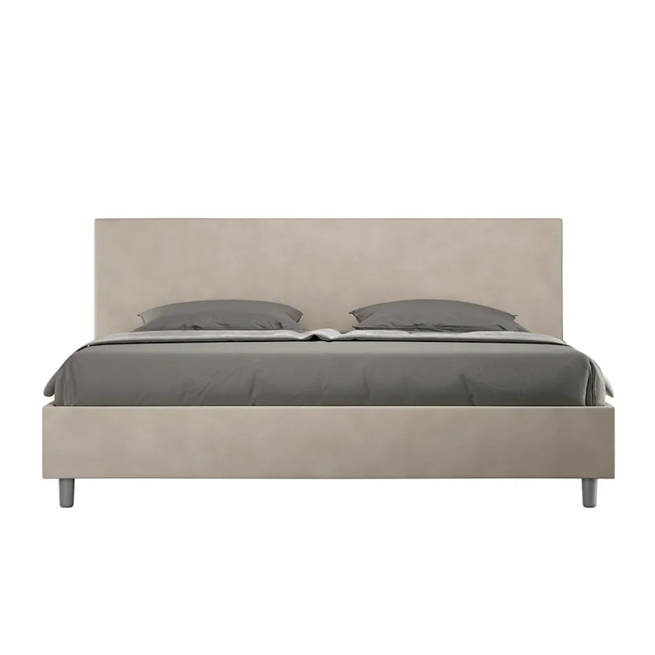 Double Bed 200x200 cm with Microfiber Headboard Made in Italy - Pallone Viadurini