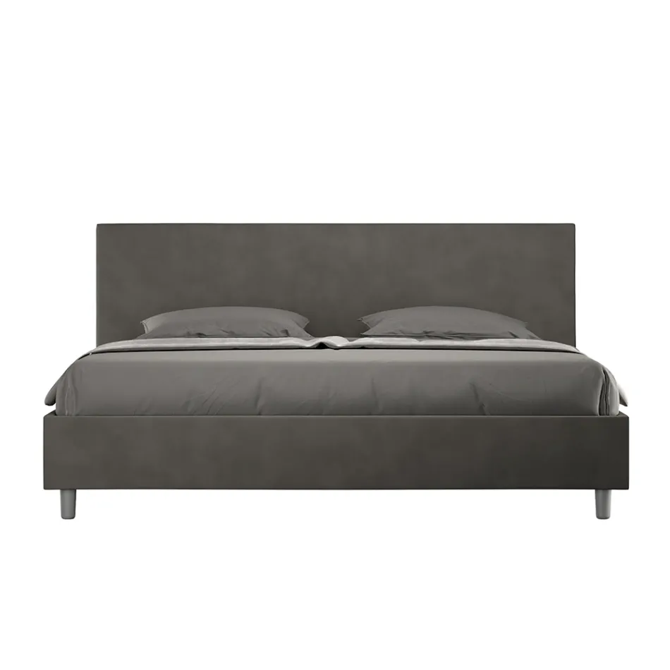 Double Bed 200x200 cm with Microfiber Headboard Made in Italy - Pallone Viadurini