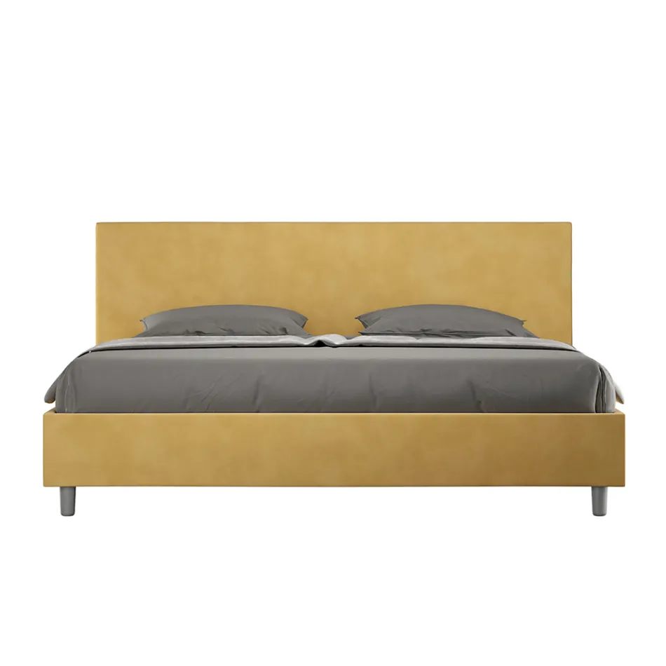 Double Bed 200x200 cm with Microfiber Headboard Made in Italy - Pallone Viadurini