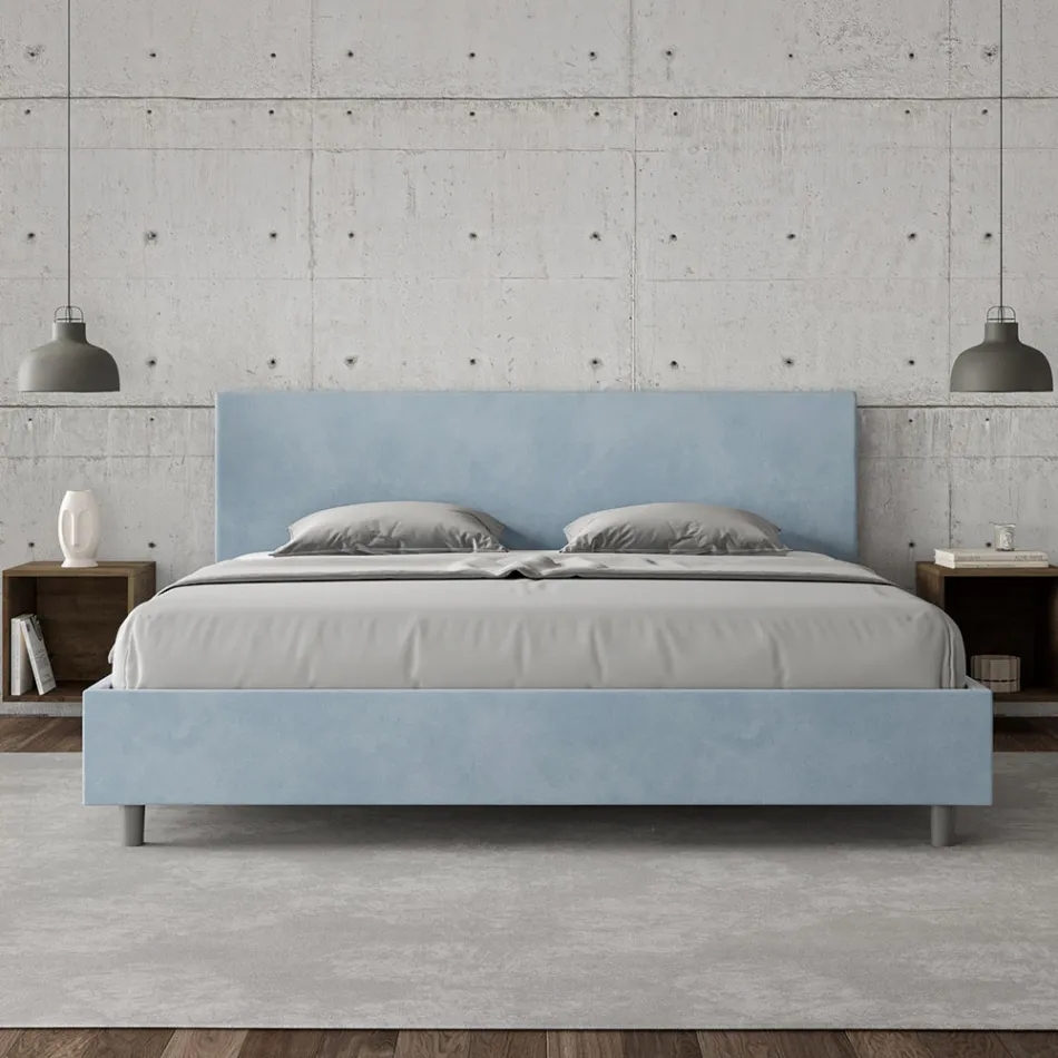 Double Bed 200x200 cm with Microfiber Headboard Made in Italy - Pallone Viadurini