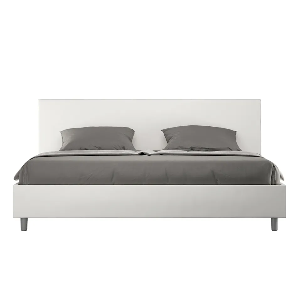Double Bed 200x200 cm with Faux Leather Headboard Made in Italy - Pallone Viadurini