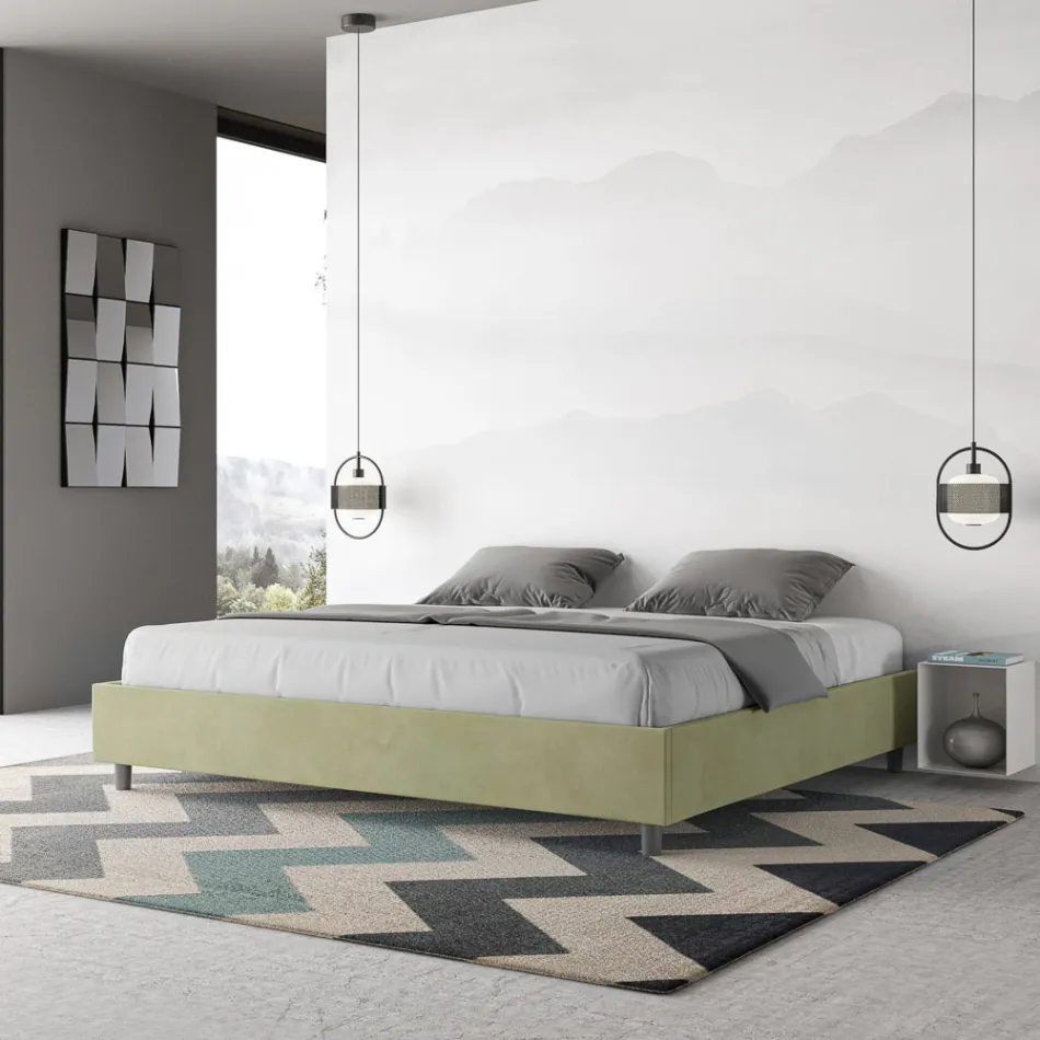 Double Bed 200x200 cm Covered in Microfiber Made in Italy - Athlete Viadurini