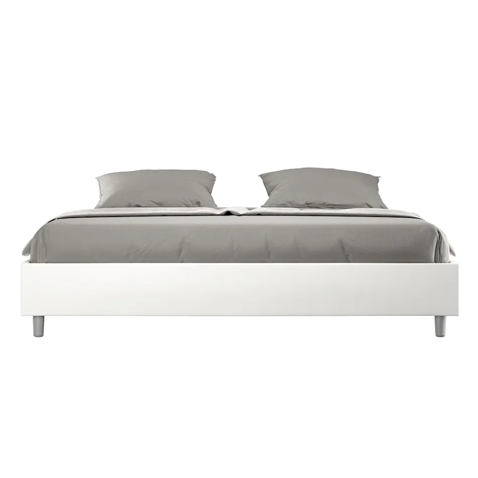 200x200 cm Double Bed Upholstered in Faux Leather Made in Italy - Athlete Viadurini