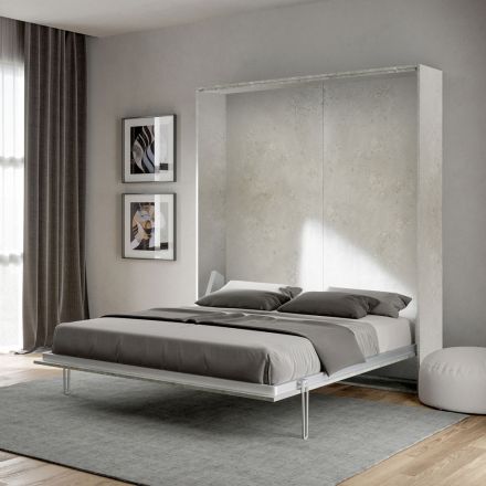 Vertical Foldaway Double Bed in Different Finishes - Magicompare Viadurini