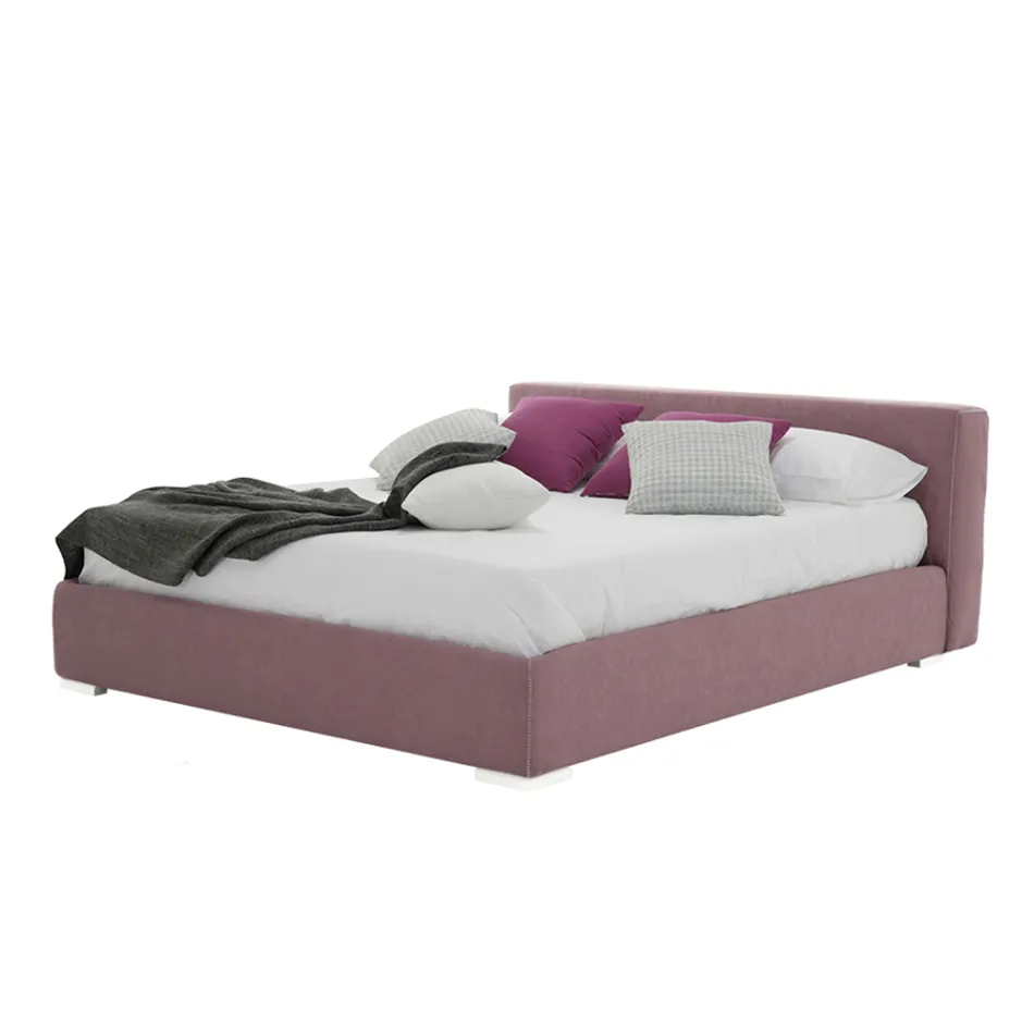 Low Double Bed with Fabric or Eco-Leather Box Made in Italy - Soraia Viadurini
