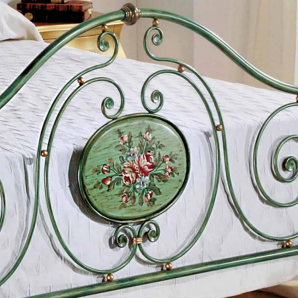 Classic double bed with wrought iron decoration Rachael Viadurini