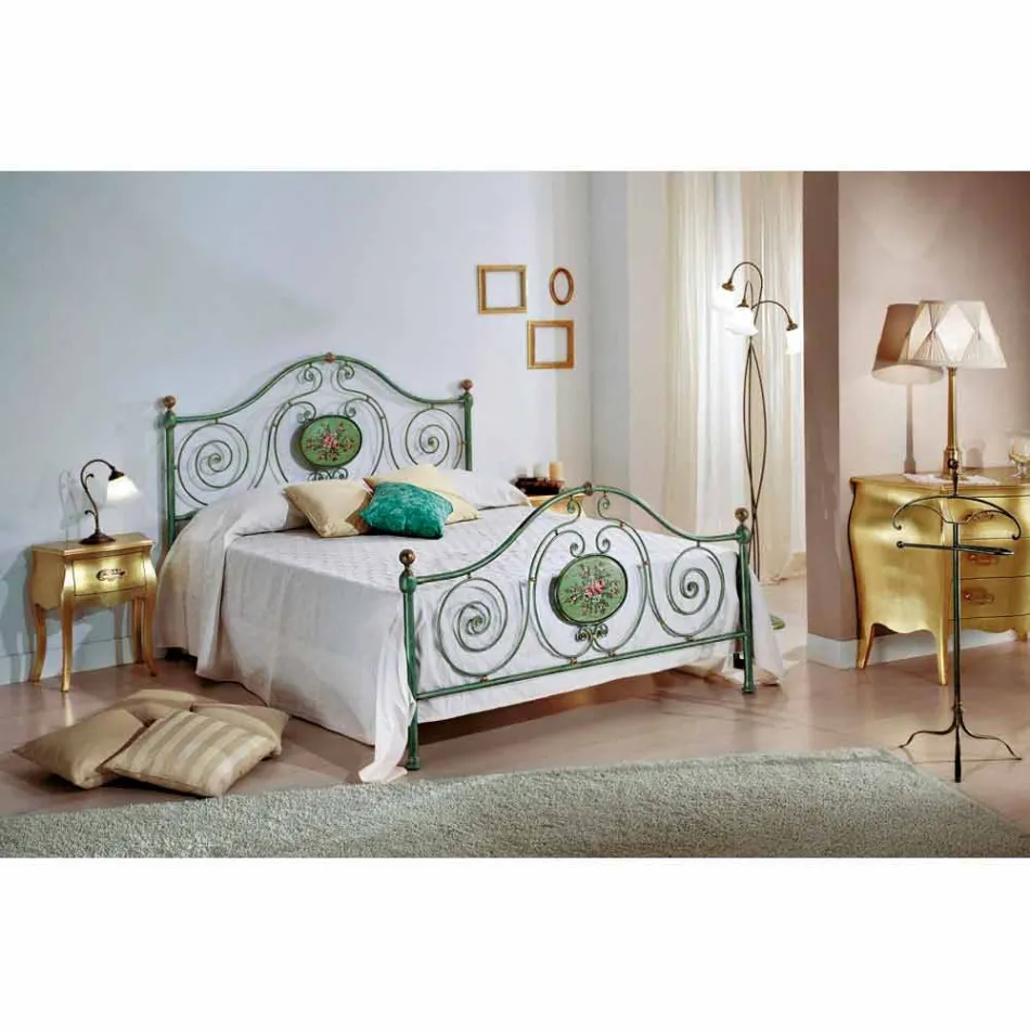 Classic double bed with wrought iron decoration Rachael Viadurini