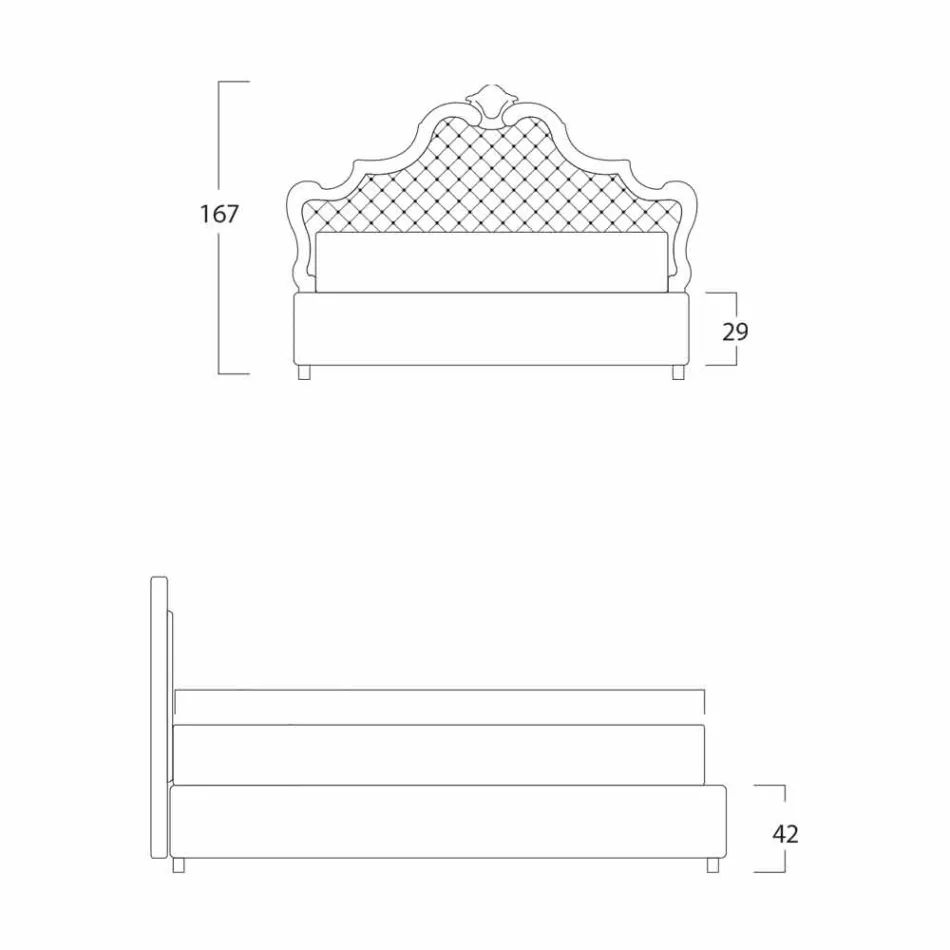 Classic double bed, without storage, Chantal by Bolzan Viadurini