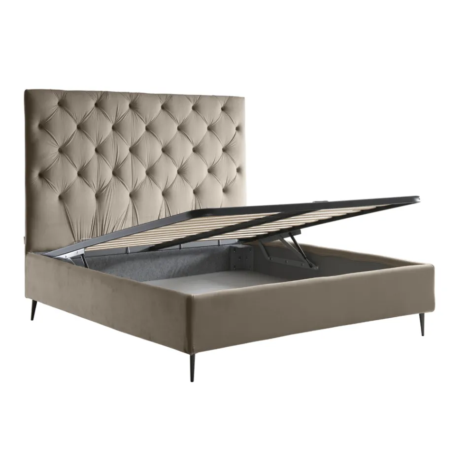 Double bed with storage box and base 160x190 Made in Italy - Sallie Viadurini