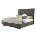 Double Bed with Box and King Size Headboard in Fabric or Ecoleather - Ponente