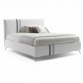 Double bed with padded drawer in eco-leather Made in Italy - Paolo