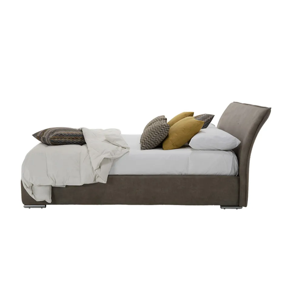 Double bed with container in fabric or eco-leather Made in Italy – Doremì Viadurini