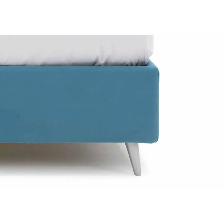 Double Bed with Container Covered in Fabric Made in Italy - Renato Viadurini