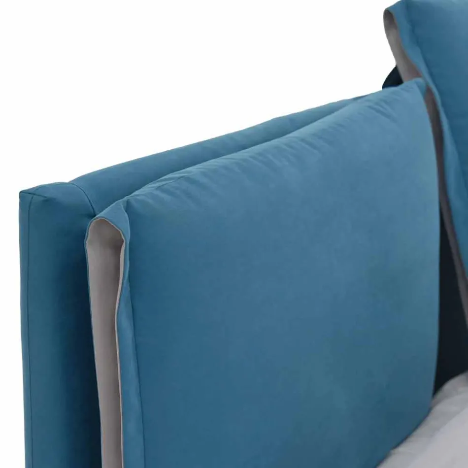 Double Bed with Container Covered in Fabric Made in Italy - Renato Viadurini