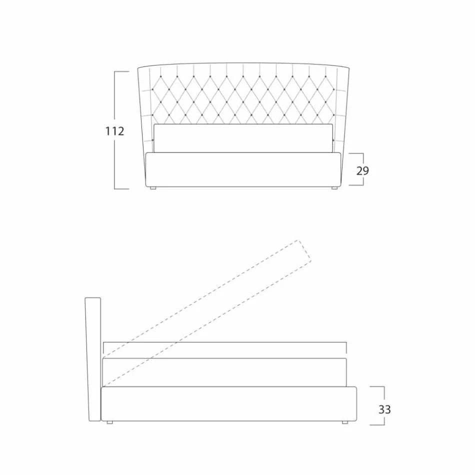 Double bed with container covered in Selene Bolzan fabric Viadurini