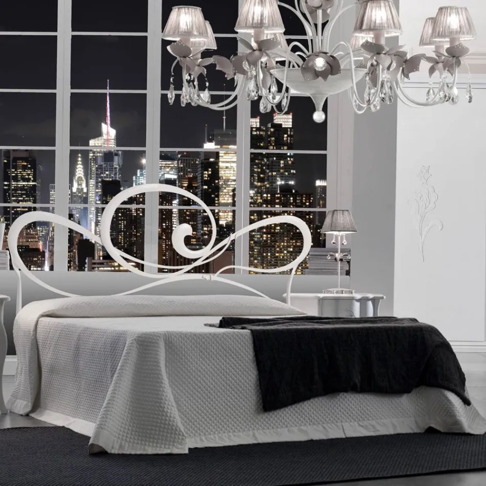 Double bed with iron bed frame Made in Italy - Shadow Viadurini