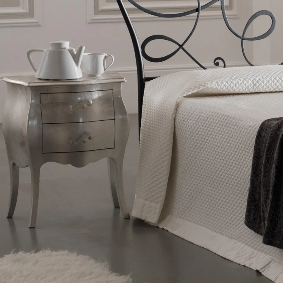 Double bed with pillows, mattress and 2 bedside tables Made in Italy - Natural Viadurini