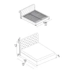 Double bed with capitonné padding and wooden feet - Briosco Viadurini