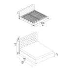 Double bed with capitonné padding and wooden feet - Briosco Viadurini