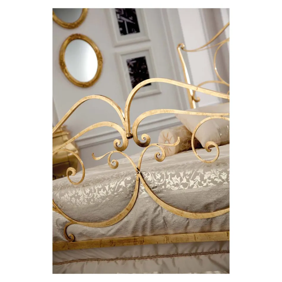 Double bed with coordinated iron footboard Made in Italy - Penny Viadurini