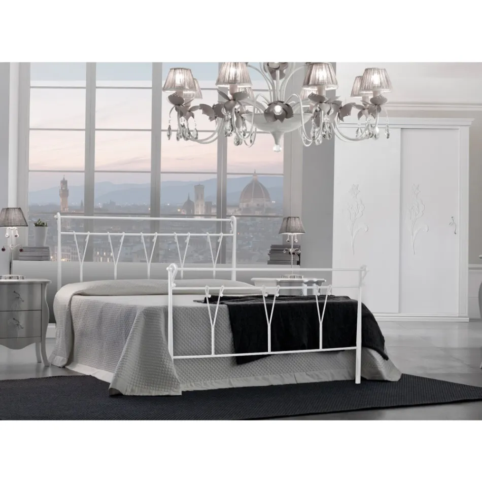 Double bed with footboard in different finishes Made in Italy - Finish Viadurini