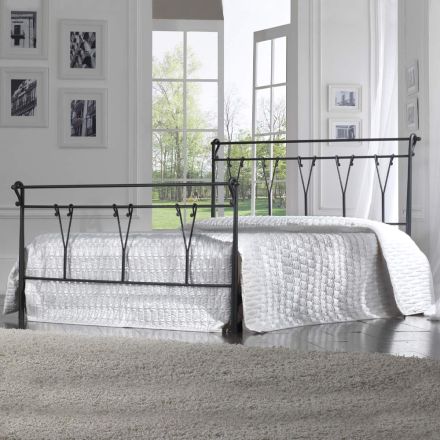 Double bed with footboard in different finishes Made in Italy - Finish Viadurini