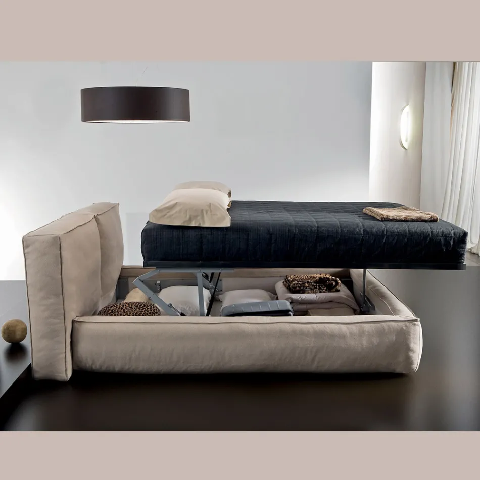 Double bed with optional bed base and storage unit Made in Italy - Ribelle Viadurini