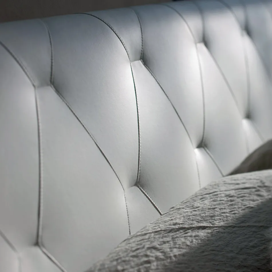 Double Bed with Wooden Structure Covered in Polyurethane - Overturned Viadurini