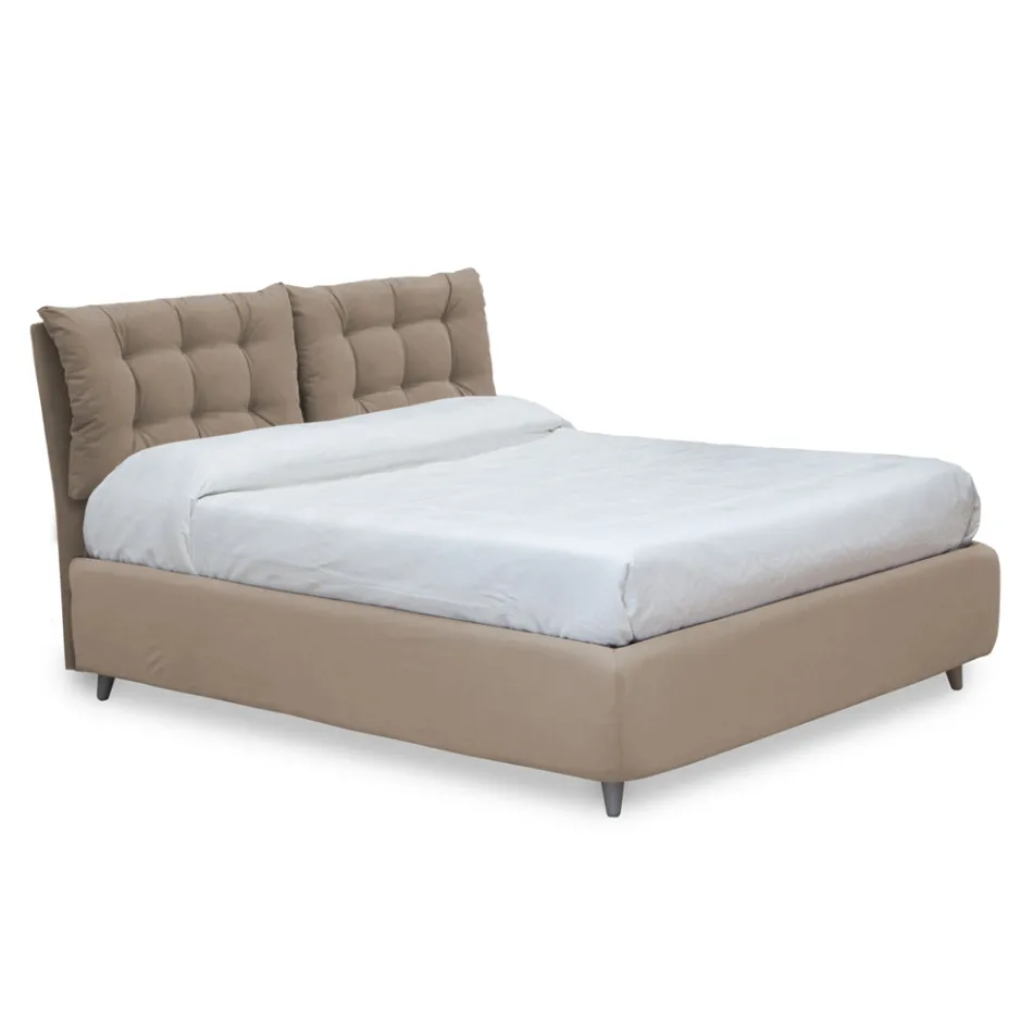 Double bed with padded headboard and feet Made in Italy - Aaron Viadurini