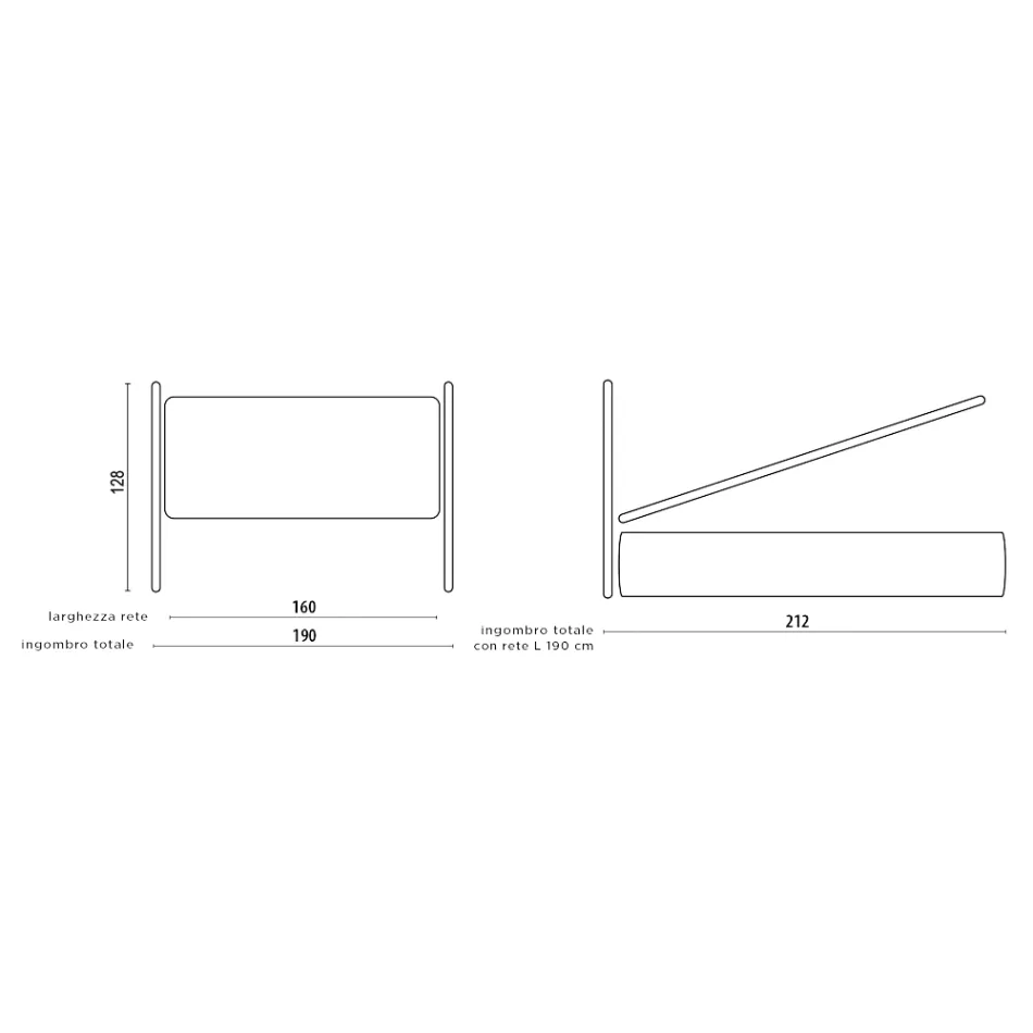 Double bed with iron headboard and padded bed frame Made in Italy - Kenzo Viadurini