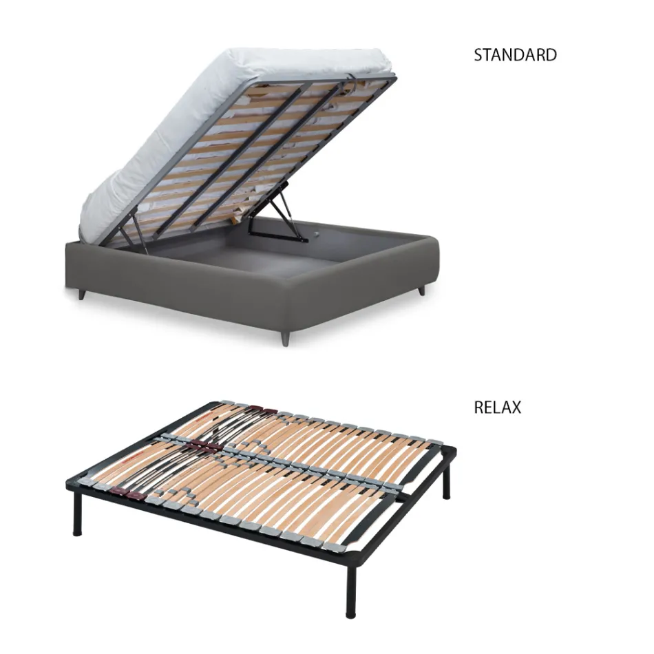 Double bed with iron headboard and padded bed frame Made in Italy - Kenzo Viadurini