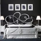 Double Bed with Solid Iron Headboard Made in Italy - Nebbia Viadurini