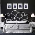Double Bed with Solid Iron Headboard Made in Italy - Nebbia