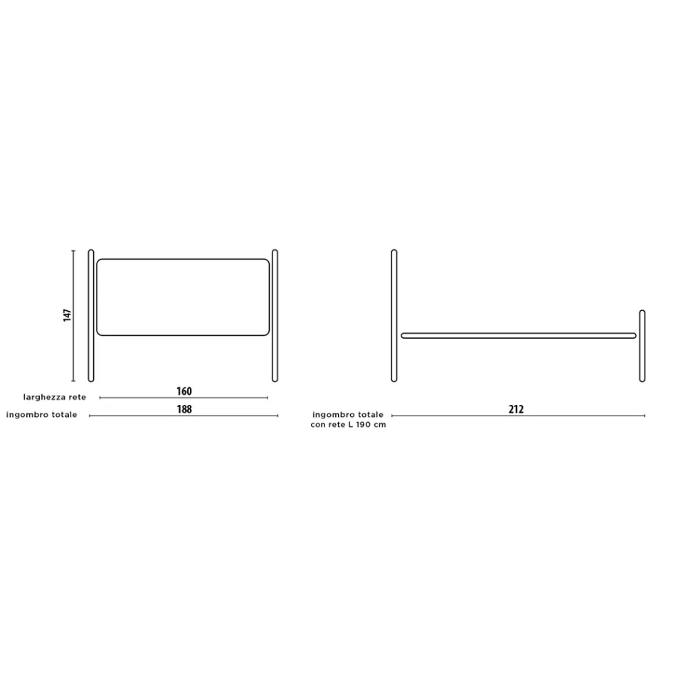 Double Bed with Solid Iron Headboard Made in Italy - Nebbia Viadurini