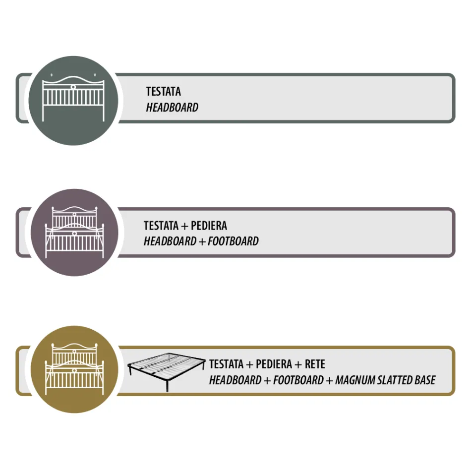 Double bed with solid iron headboard Made in Italy - Nebbia Viadurini