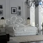 Double bed with solid iron headboard Made in Italy - Nebbia Viadurini