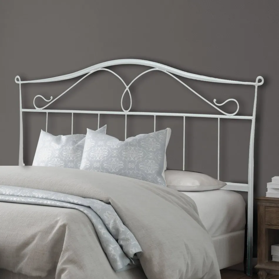 Double bed with tubular iron headboard Made in Italy - Copy Viadurini