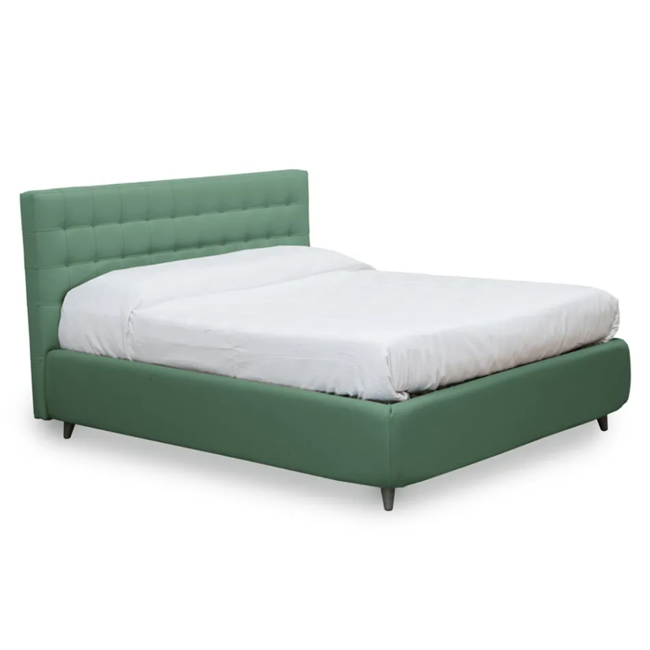 Double bed with headboard in eco-leather or fabric Made in Italy - Buddy Viadurini