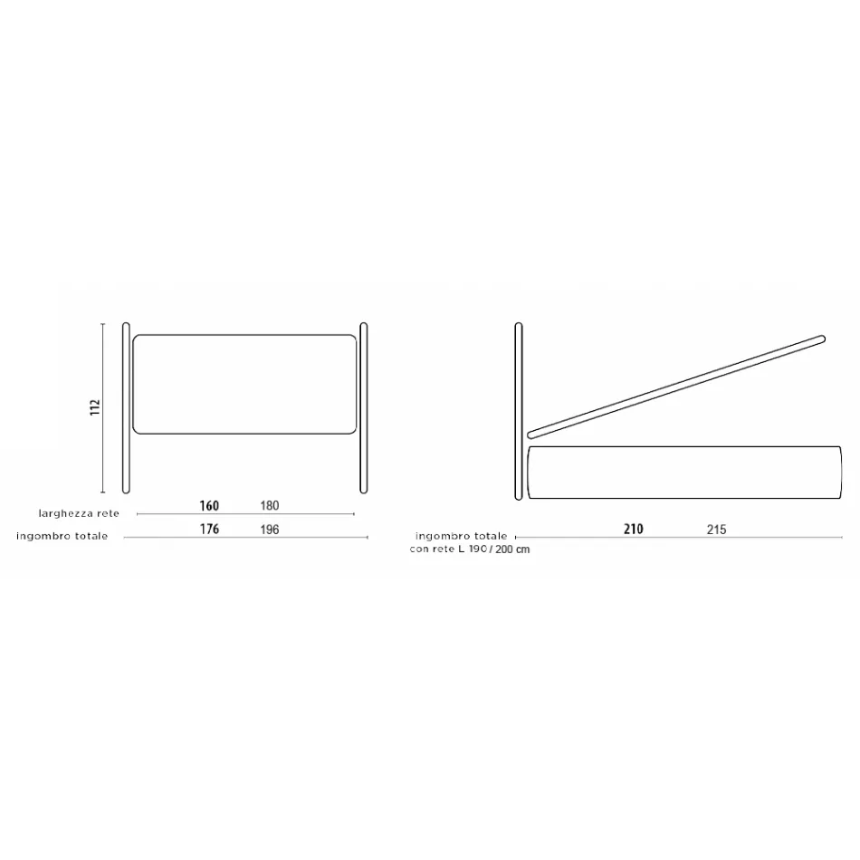Double bed with headboard in eco-leather or fabric Made in Italy - Buddy Viadurini