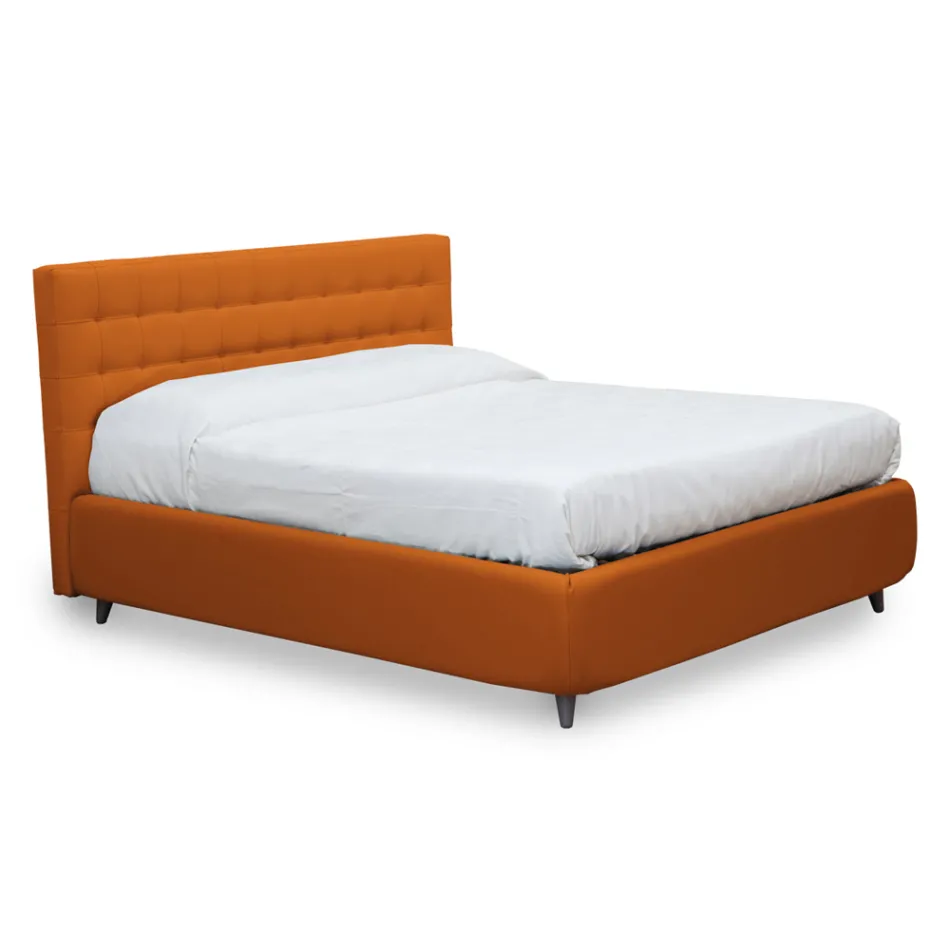 Double bed with headboard in eco-leather or fabric Made in Italy - Buddy Viadurini