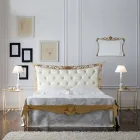 Classic Style Double Bed in Iron and Leather Made in Italy - King Viadurini