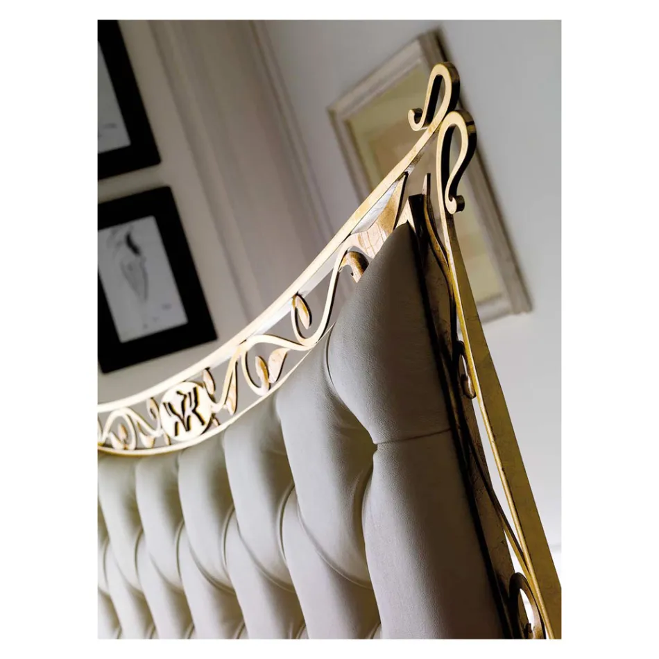 Classic Style Double Bed in Iron and Leather Made in Italy - King Viadurini