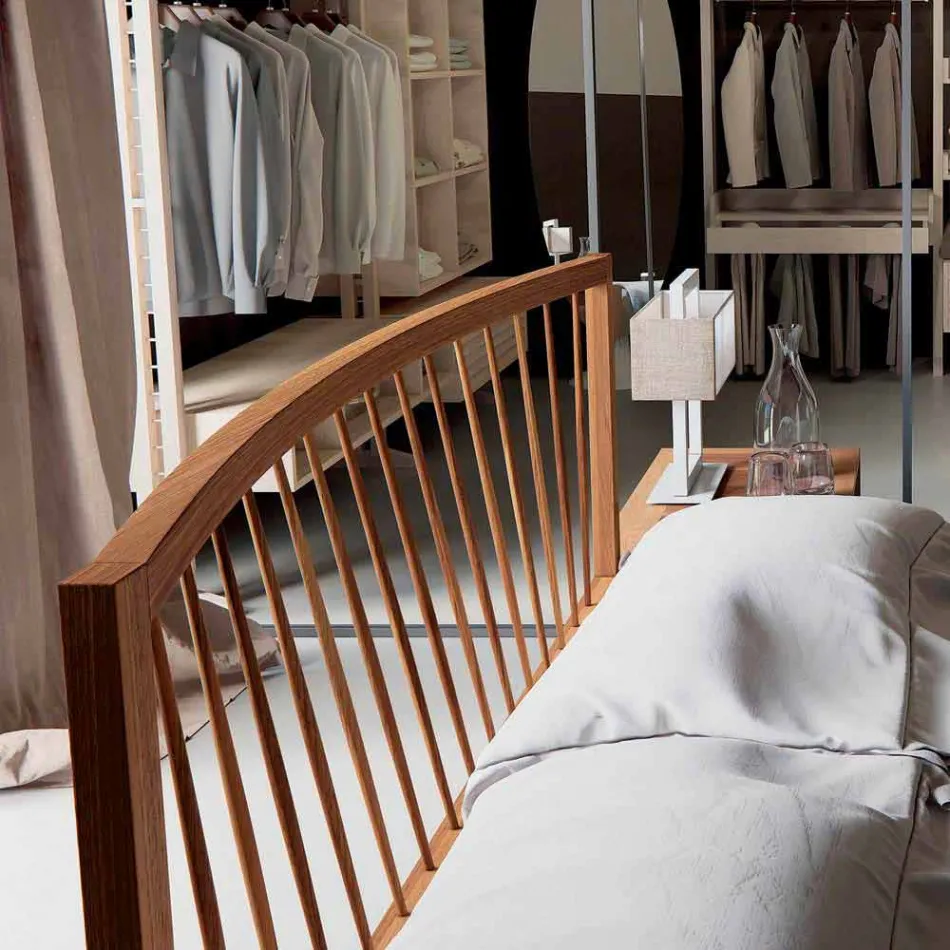 Design double bed 160x200cm with solid Alain walnut base Viadurini