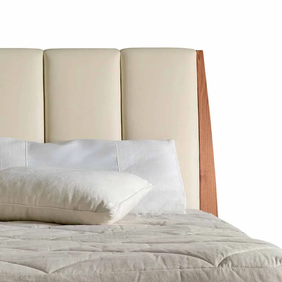 Design double bed with leather upholstered headboard Menardo Viadurini