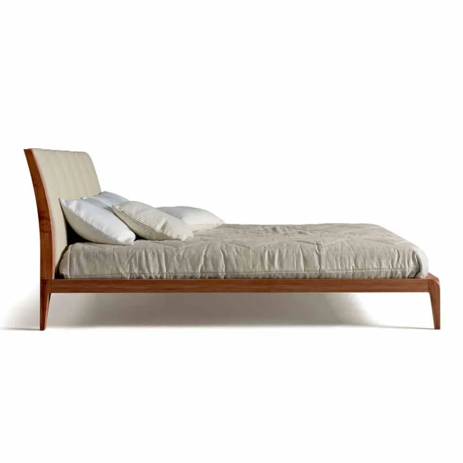 Design double bed with leather upholstered headboard Menardo Viadurini