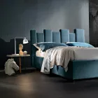 High Quality Modern Upholstered Design Double Bed in Blue or Gray - Kenzo Viadurini