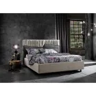 Modern Design Double Bed with Pleated or Quilted Headboard - Alano Viadurini