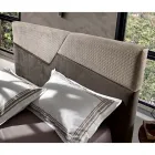 Modern Design Double Bed with Pleated or Quilted Headboard - Alano Viadurini