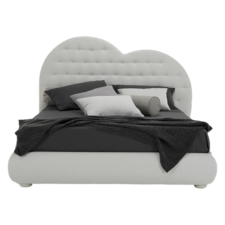 Luxury Double Bed with Box and Swarovski Made in Italy – Little Heart Viadurini