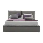 Upholstered double bed with chest of drawers in eco-leather or fabric - Notre Dame Viadurini